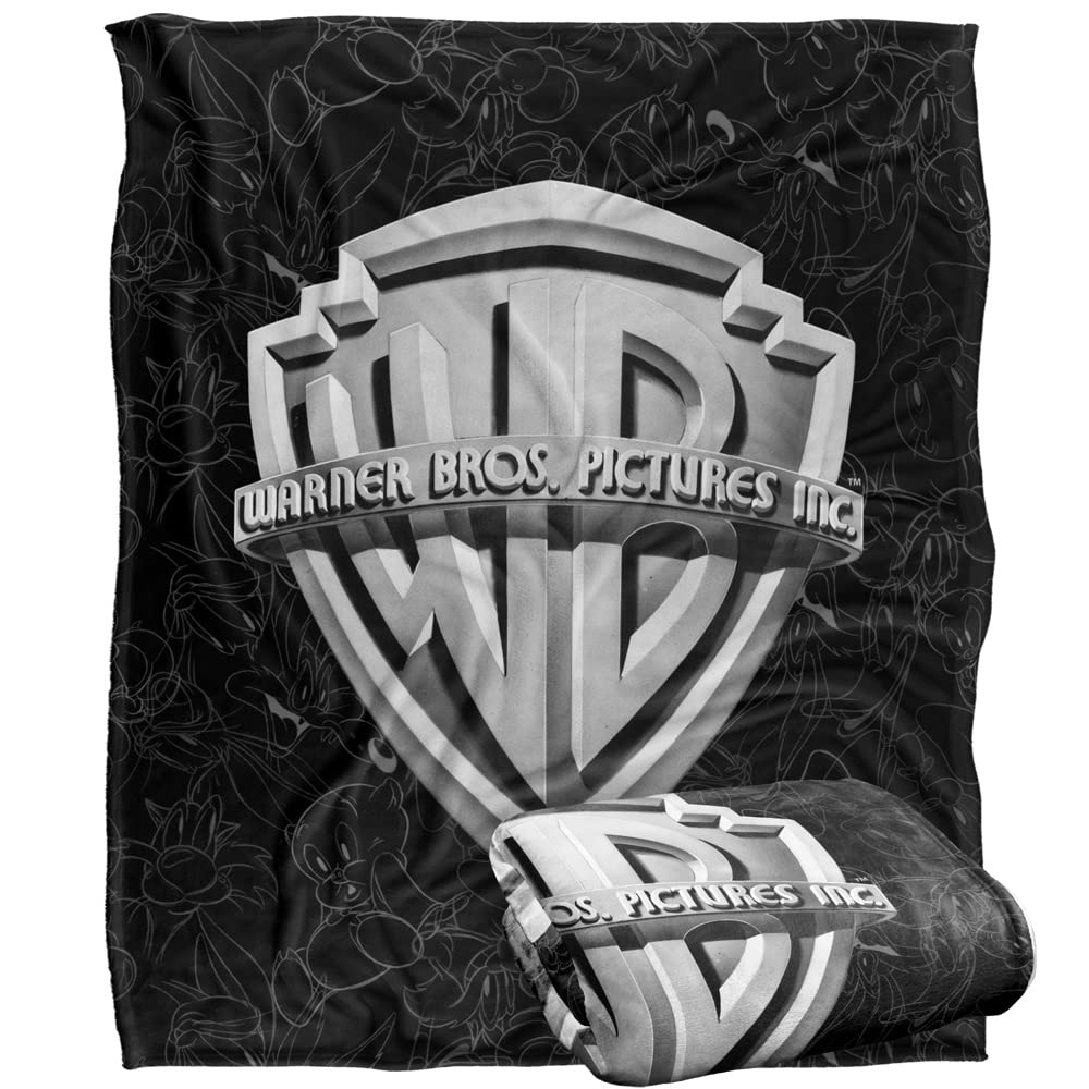 LOONEY TUNES WB 100: Blanket, 152 x 127 cm WB Shield Background Silky Touch Super Soft Throw Blanket