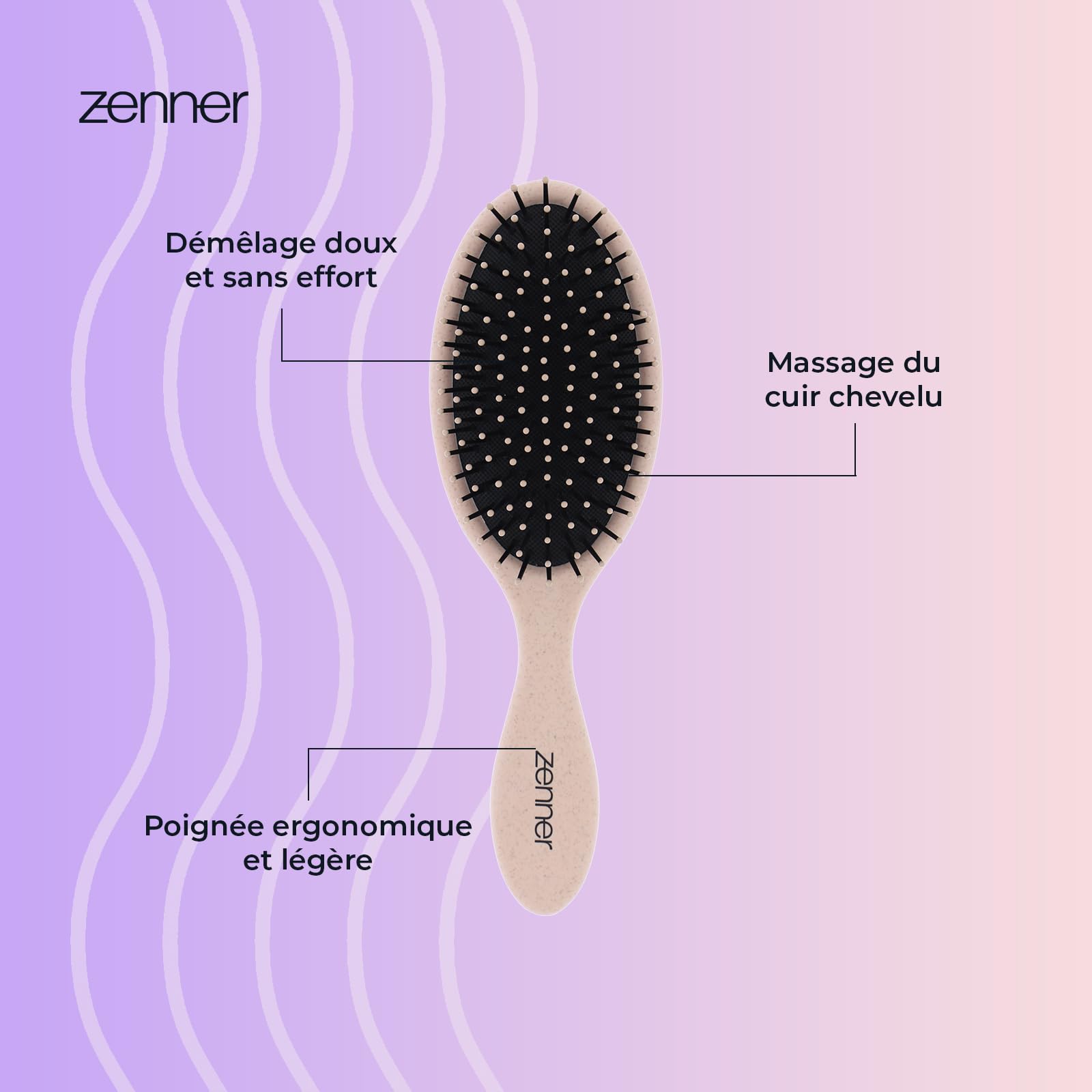Zenner Curling Brush, Ergonomic Hair Brush for Gentle Detangling & Scalp Massage - Image 3
