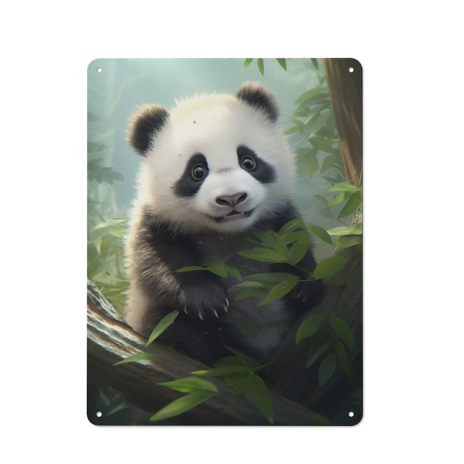 Junmoney Cute Panda Rustic Tin Wall Plaque 40X30cm For Bar Or Restaurant, For Vintage Wall Decor Fans, For Garage And Workshop Walls