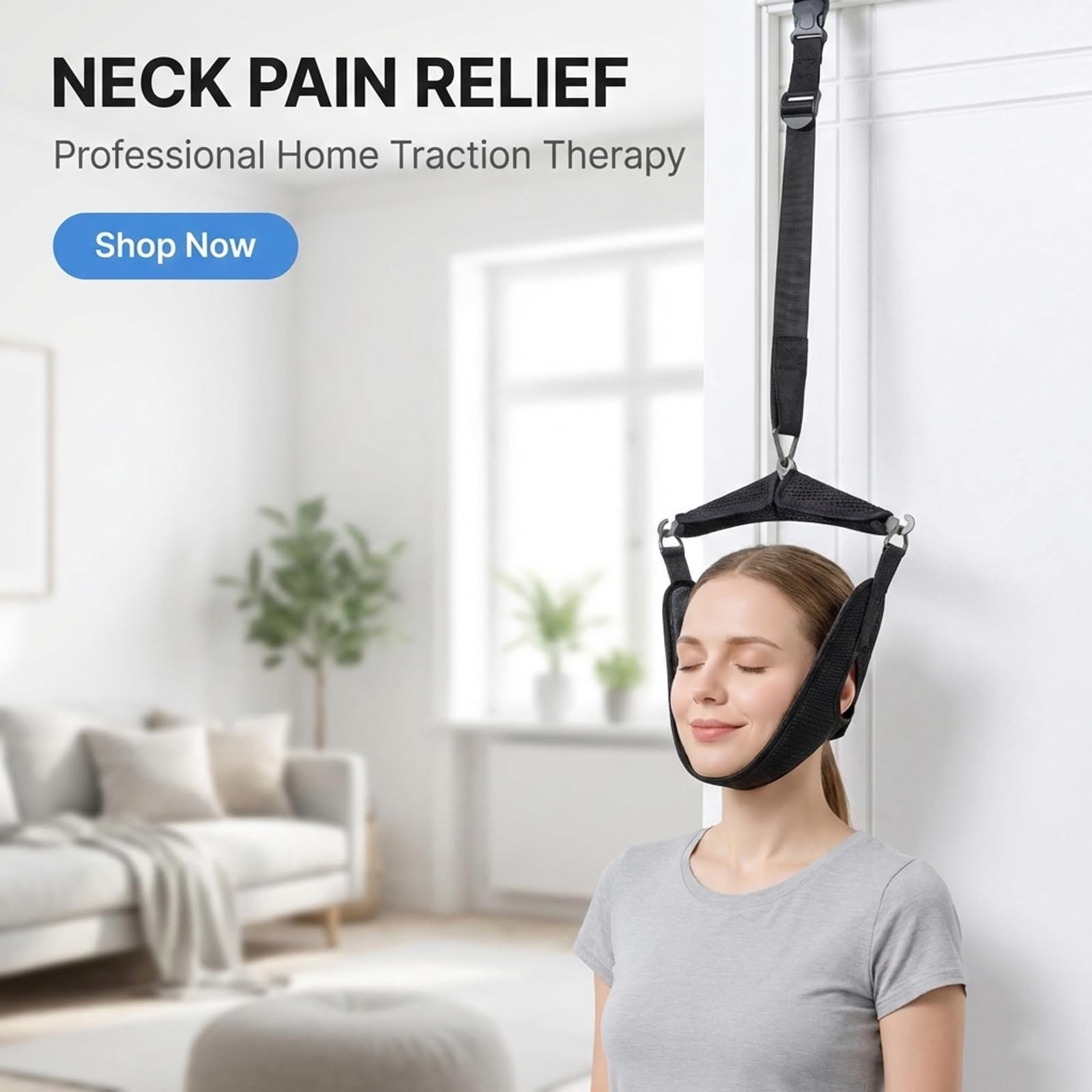 Neck Stretcher Cervical, Élargisseur de Cou et de Colonne Vertébrale, Dispositif de Traction Cervicale pour la Maison, Entraîneur de Cou Respirant pour Soulager Les Douleurs Cervicales