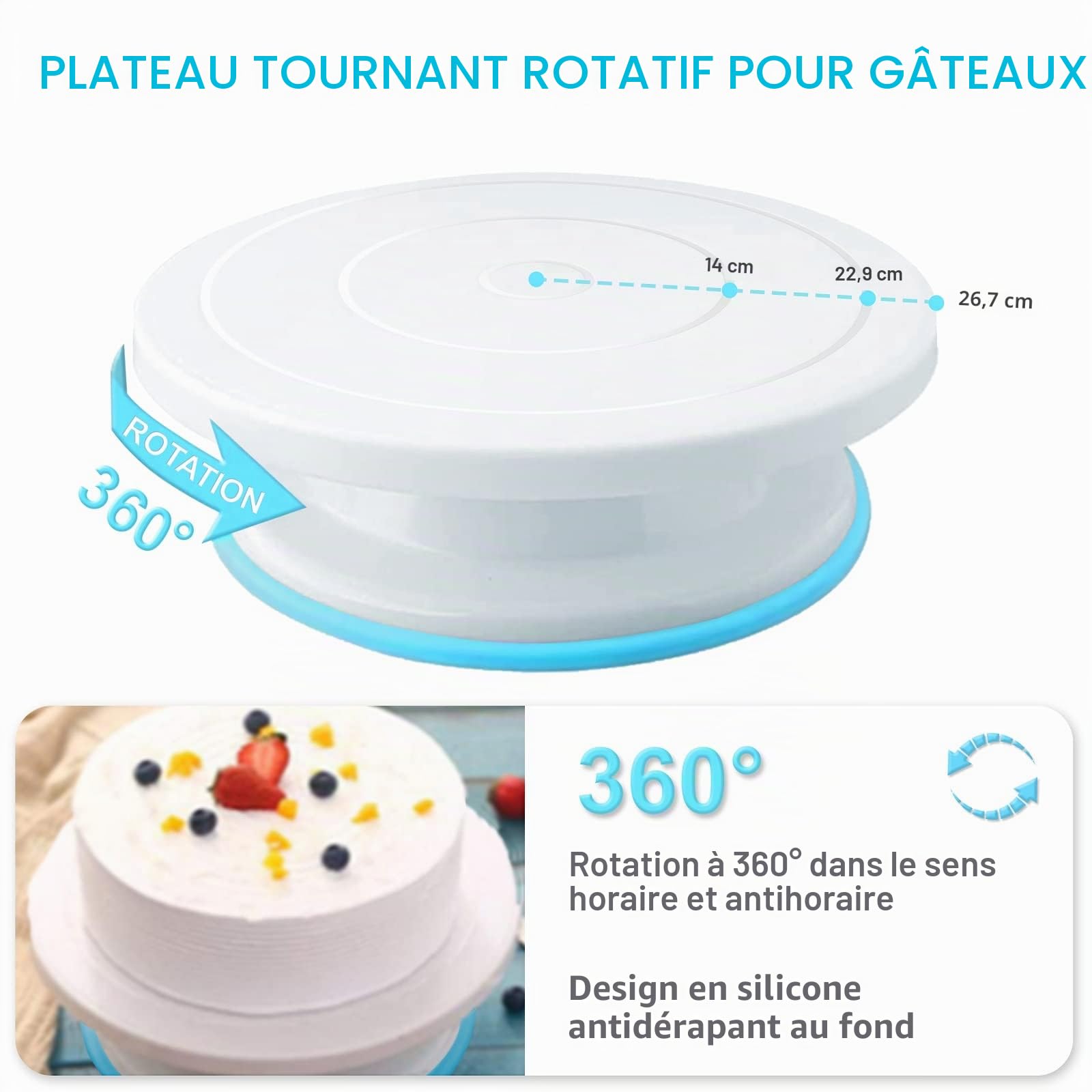 Kit de Décoration de Gâteau, Plateau Tournant Kit De Pâtisserie Professionnel 181pcs, Patisser ie Accessoire Professionnelle (bleu -181pc)
