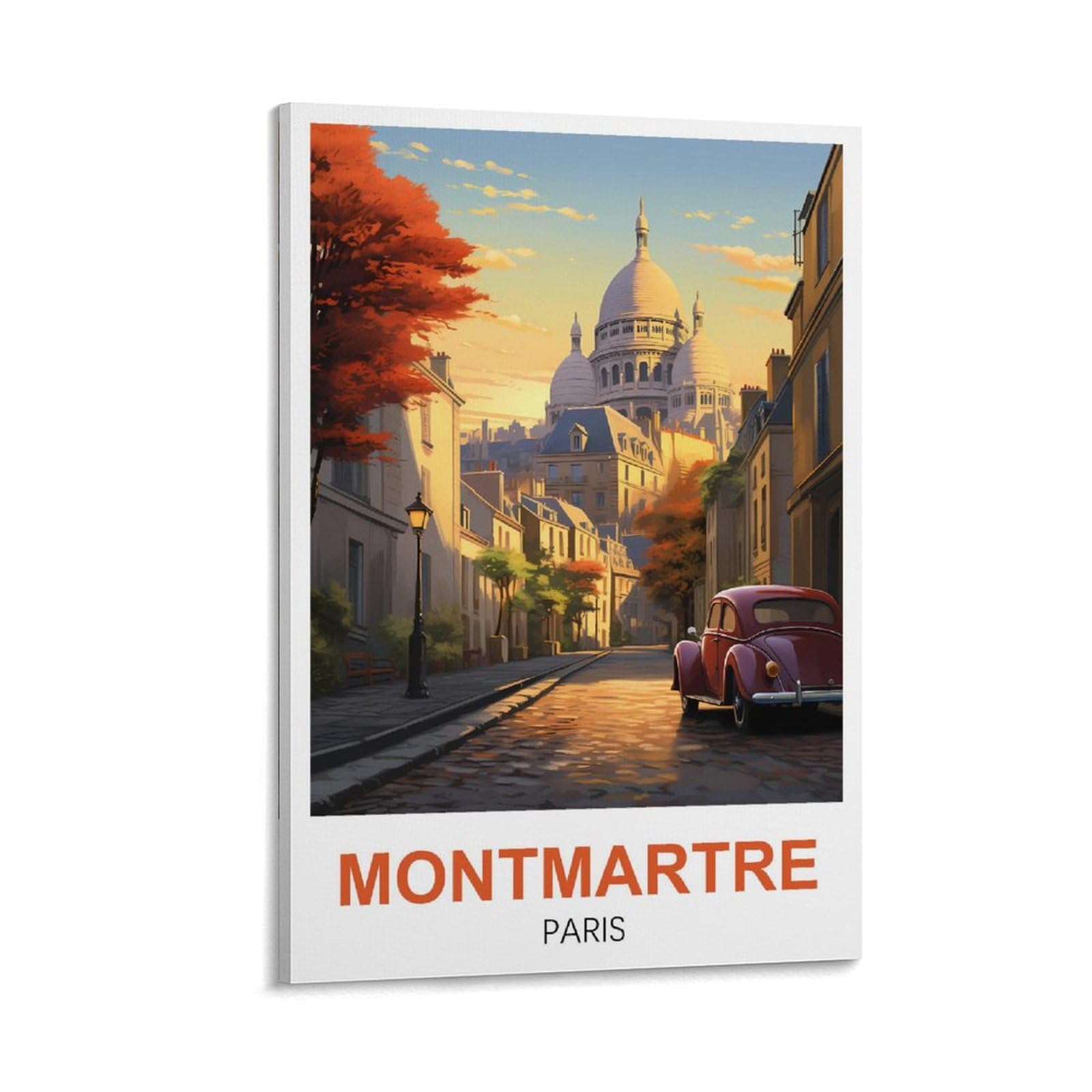 LNHZGNJNH Montmartre Paris Vintage Travel Poster 12x18inch(30x45cm) Canvas Wall Art Wall Print Painting Decor Living Room Bedroom Decor