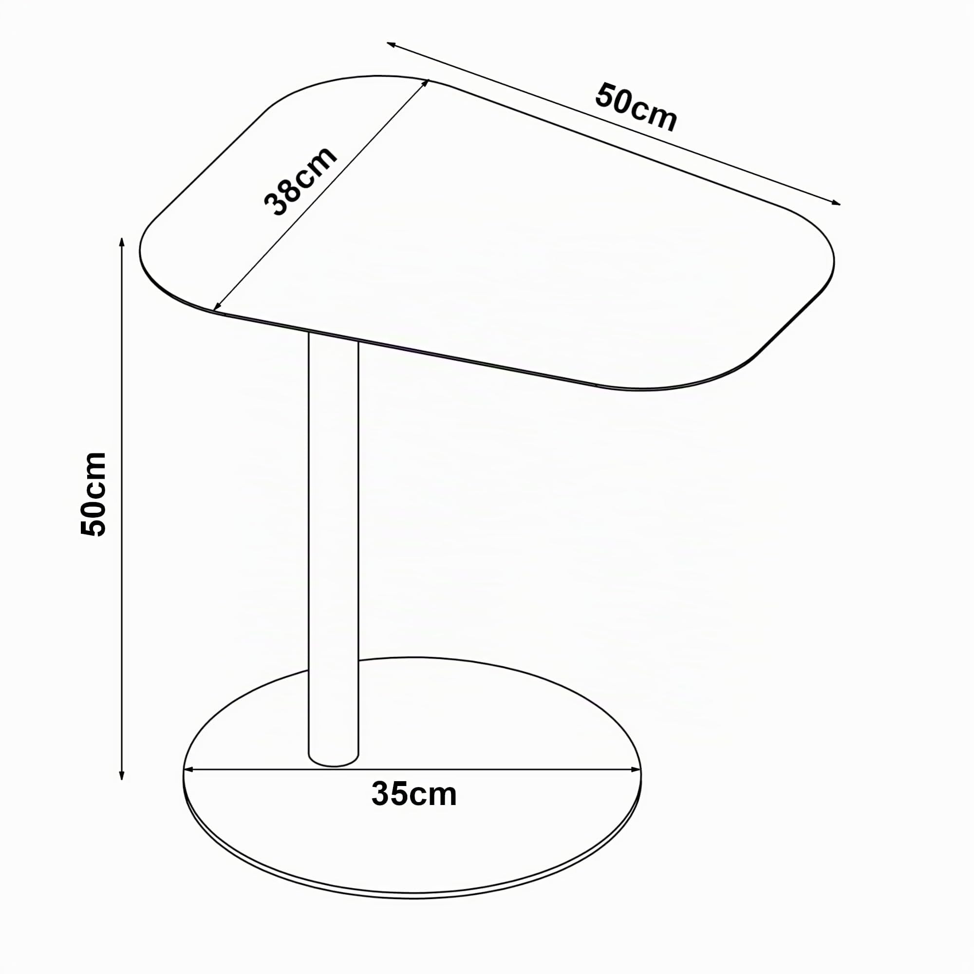 [en.casa] Mesa Auxiliar Nastätten Trapezoidal para Sala Terraza Práctica Mesilla de Noche Apta para Interior/Exterior Mesa de Café Metal 50 x 50 x 38 cm - Gris Mate