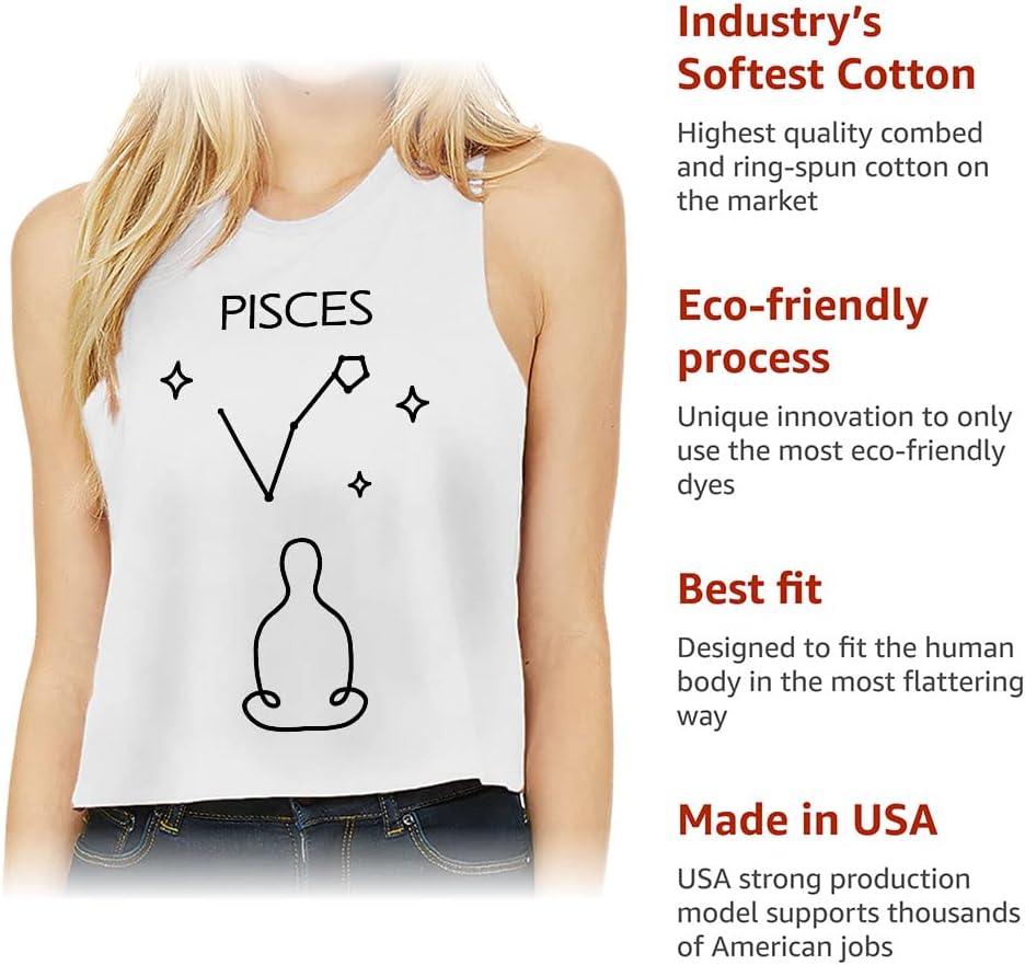 Pisces Design Racerback Cropped Tank - Sign Women's Tank - Cute Tank Top