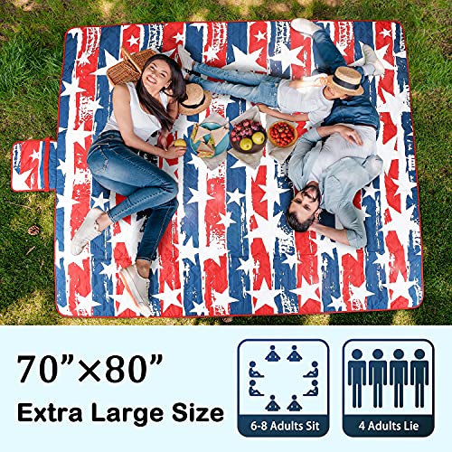 Tirrinia Extra Large Outdoor Waterproof Picnic Blanket, Sandproof & Waterproof 70" X 80" Blanket for Beach, Park, Camping or Travel, Portable for The Family, Friends, Kids. - Image 3