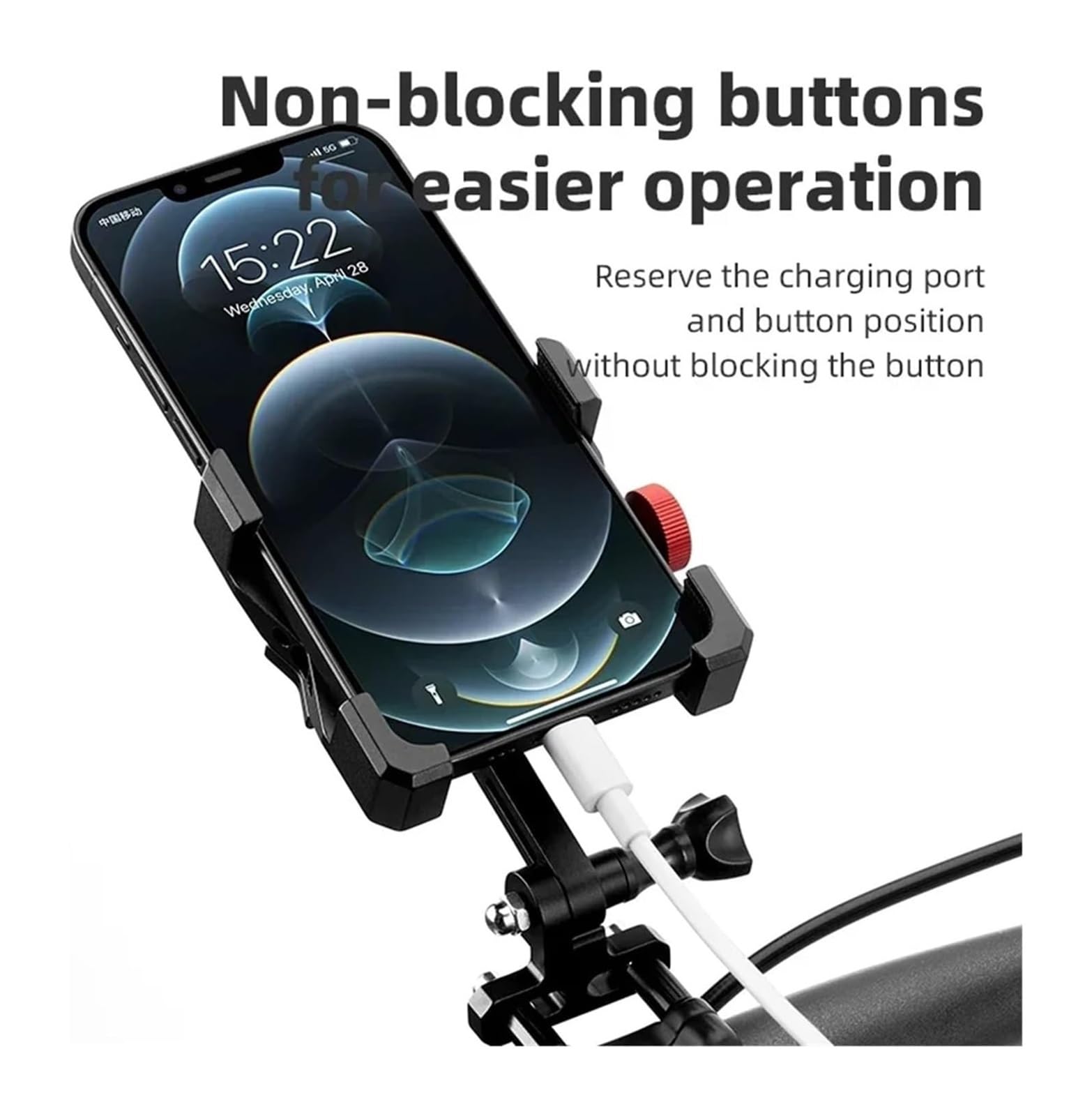 Manillar USB para Motocicleta GPS Navegación Soporte Teléfono Aluminio Aleación Material Amortiguación Almohadillas 4.7-7.09 Pulgadas Prueba Golpes Motocicleta(01)