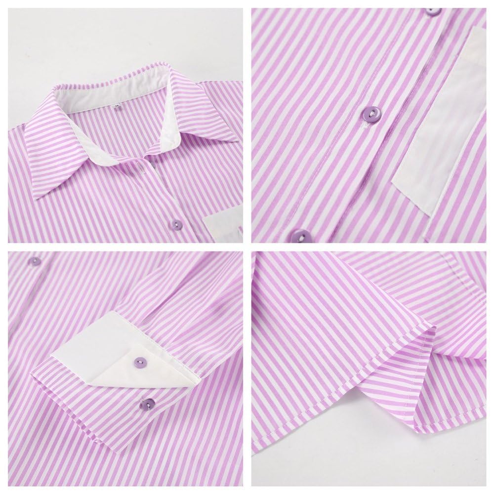 Damska bluzka w paski na co dzień Patchwork Button Down Lapel Modne koszule dla chłopaków