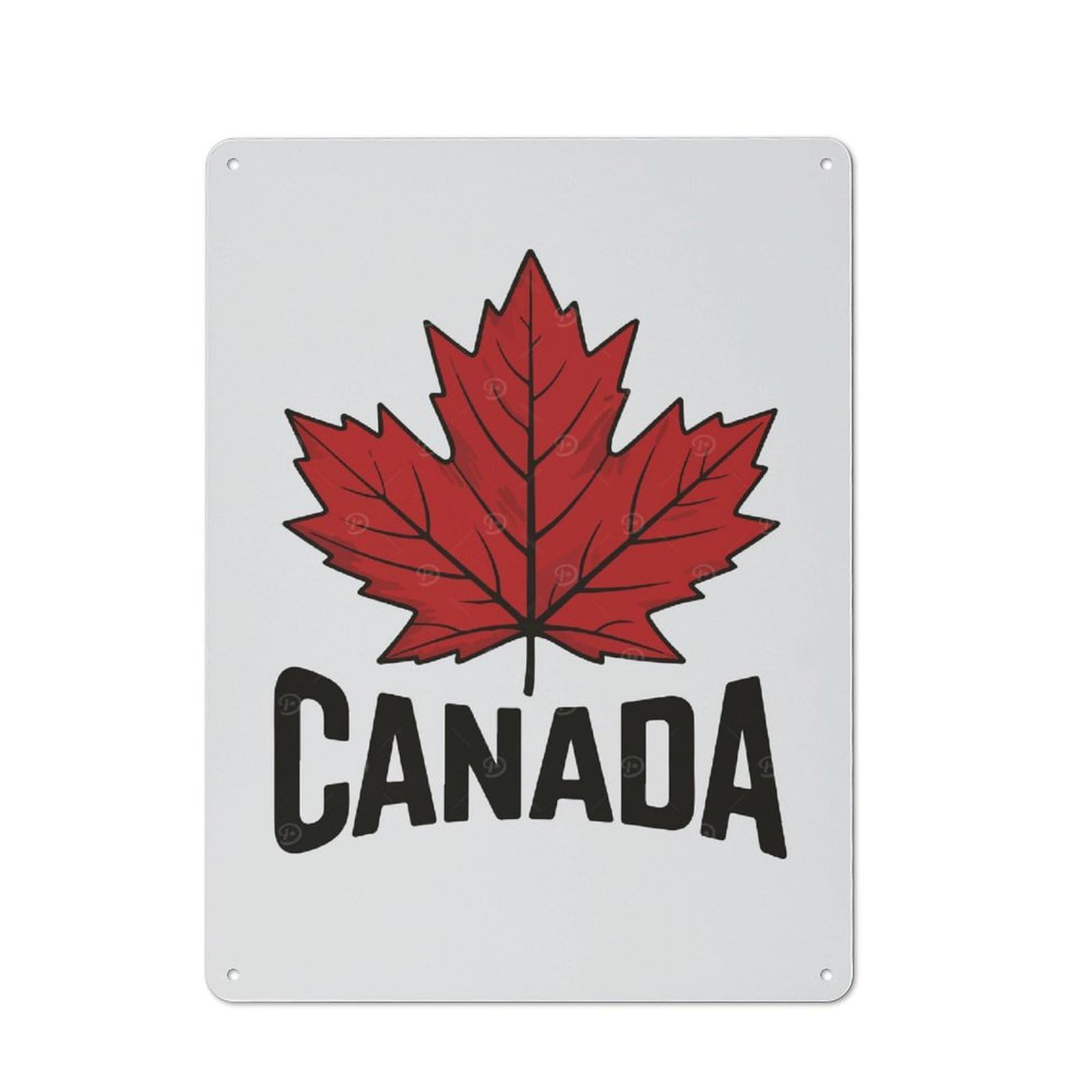 Junmoney Canada Maple Leaf Illustration Cottage Style Country Metal Sign 40X30cm, Farmhouse Wall Decor For Farmhouse Kitchen, Pantry Or Dining Area