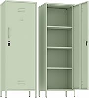 Epochsteele Lockable Metal Storage Locker Cabinet with Removable Shelves - Green, Sturdy Steel for School, Gym, Kitchen, Pantry (15.75"D x 19.69"W x 59"H)