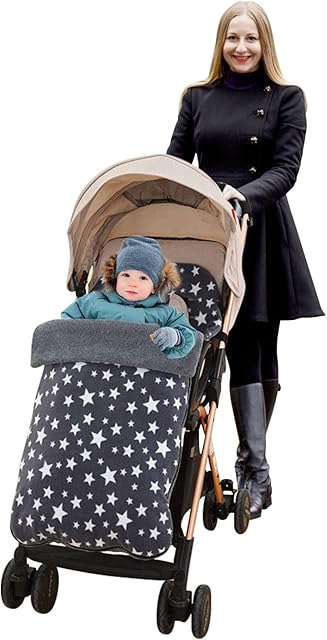 MOXTOYU Extra Thick Universal Baby Footmuff for Pushchair, Super Warm Cosy Toes for Buggy Pram Stroller, Waterproof Pram Footmuff with Rocker Fleece, Gift for Christmas Birthday to Newborn baby (Star)