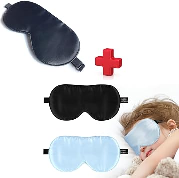 Sleep Mask, Silk Eye Mask for Sleeping with Adjustable Strap, Silk Sleep Eye Mask for Kids, 100% Real Natural Pure Silk Sleeping Masks