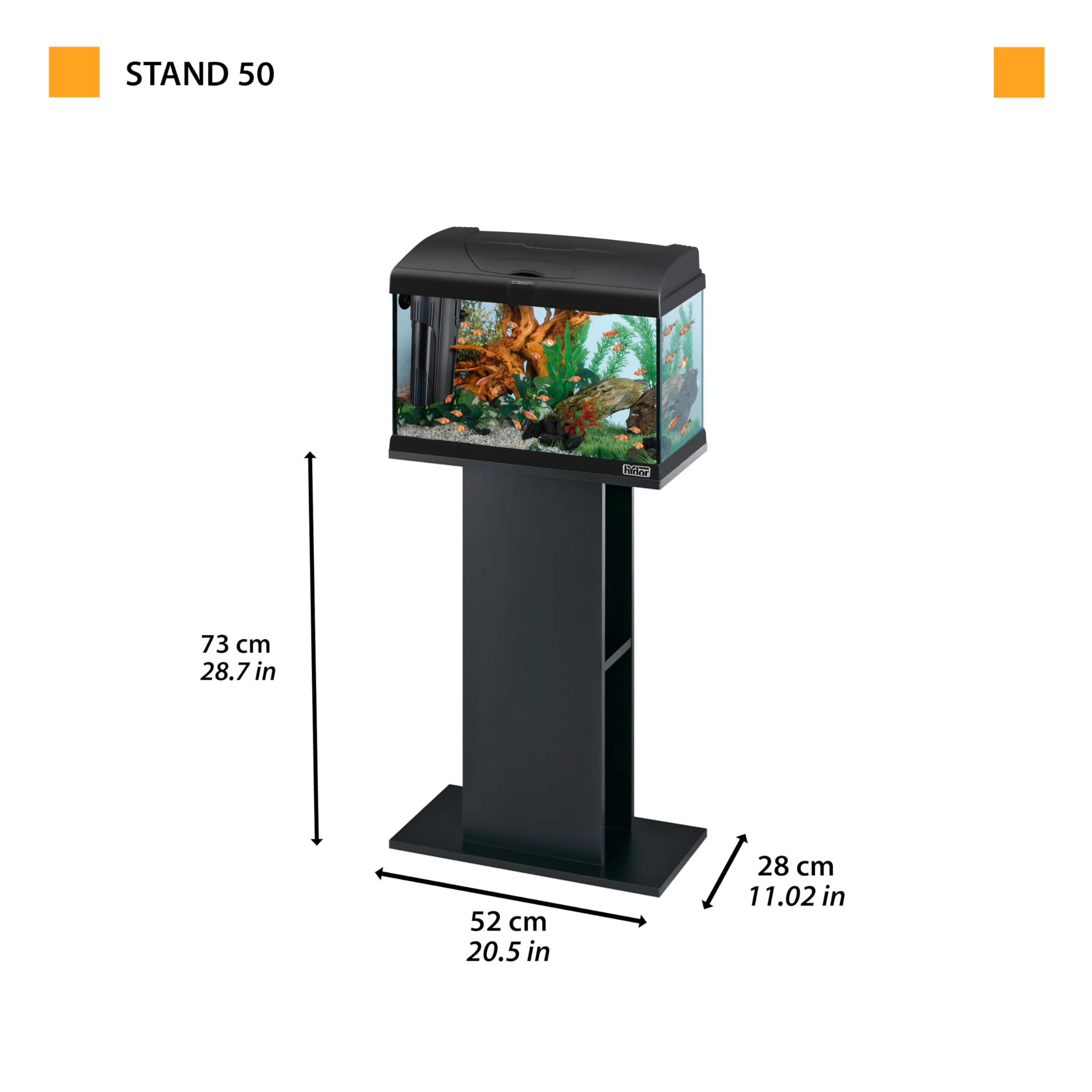 Ferplast Hydor Meuble pour Aquarium, résistant à l'humidité, Structure Robuste, Pieds réglables, 52 x 28 x 73 cm, en Bois Noir