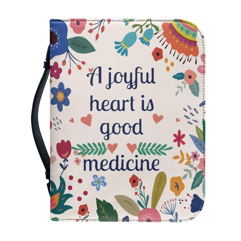 Garronmavis Lord Quote Cartoon Flowers Bible Covers for Women, God Saying Bible Case with Handle, Floral Art Bible Bag for Church - XL — image 1