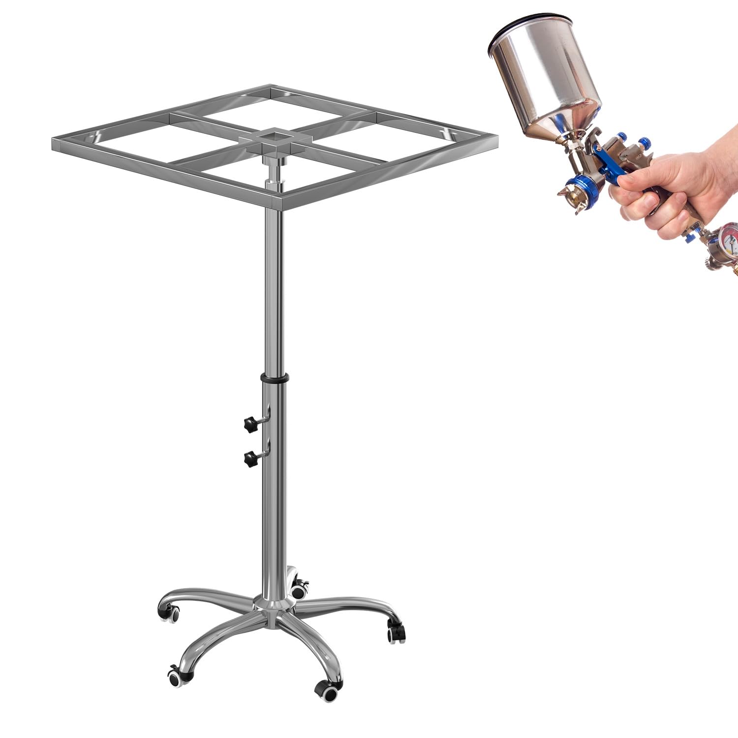 veonly Upgraded Rotating Paint Stand with Wheels,Adjustable 23.6–35.4 inch