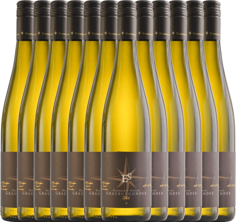 Grauburgunder trocken von Ellermann-Spiegel - Weißwein 12 x 0,75l VINELLO - 12er - Weinpaket inkl. kostenlosem VINELLO.weinausgießer