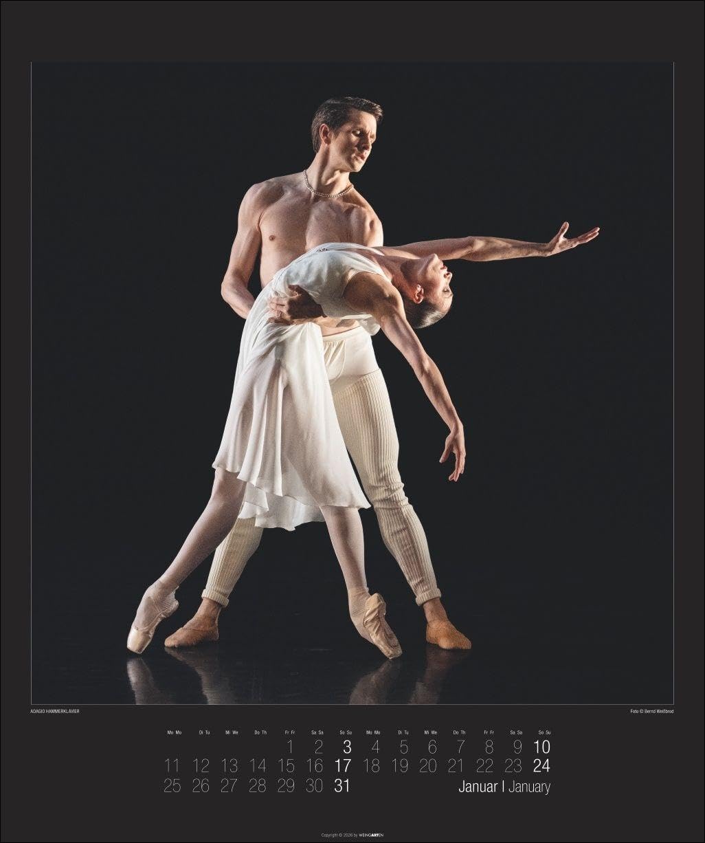 Stuttgarter Ballett Kalender 2027: Meisterfotograf Bernd Weißbrod setzt die Stars des berühmten Ballett-Ensembles perfekt in Szene. Ein Fotokalender für Tanzbegeisterte. 46x55 cm Hochformat.