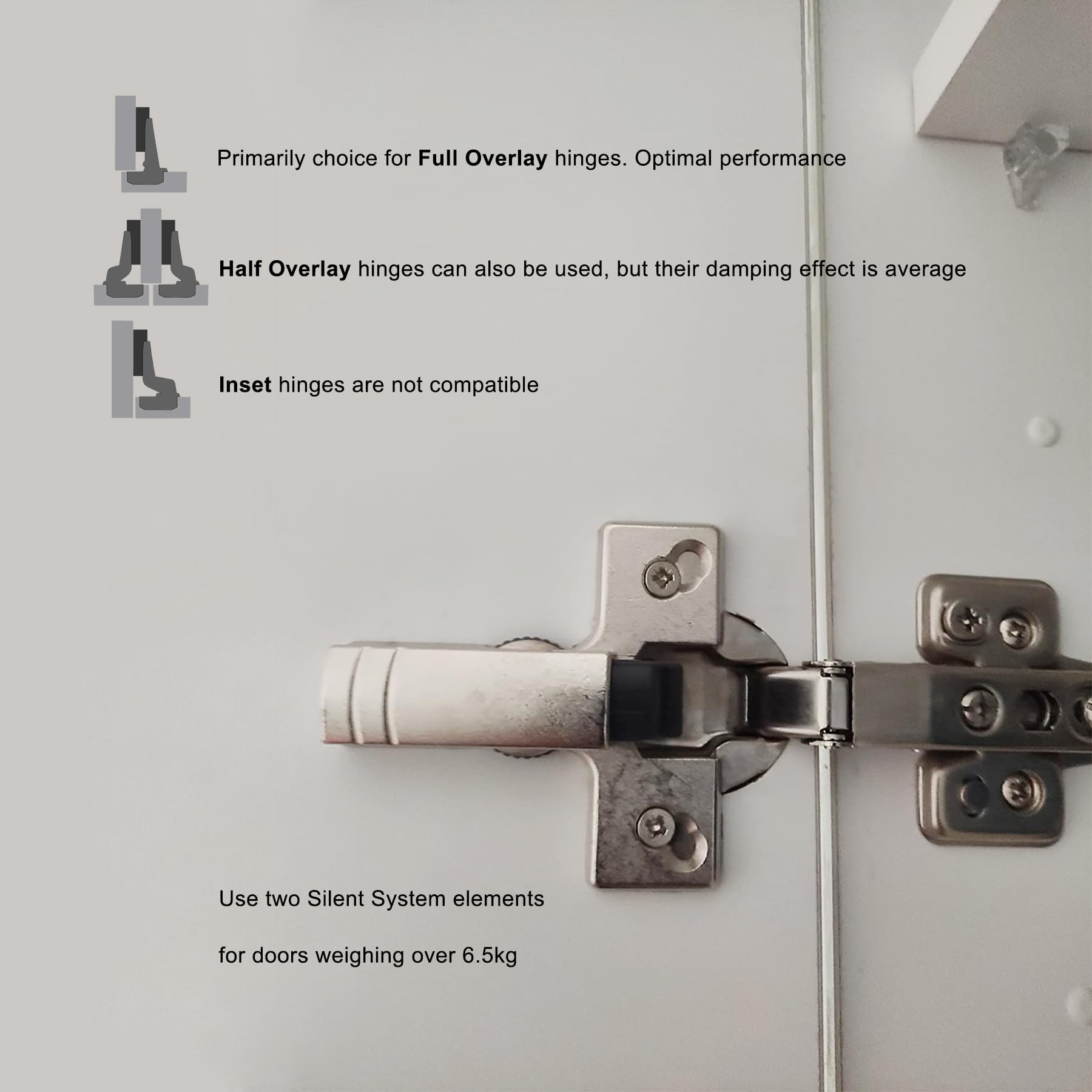 LIKERAINY Cierre Suave Amortiguador de Cazoleta de Bisagras Soft Close Amortiguadores para Cocina Muebles Armario Puerta Parada Apagador Totalmente Solapado 4 Piezas