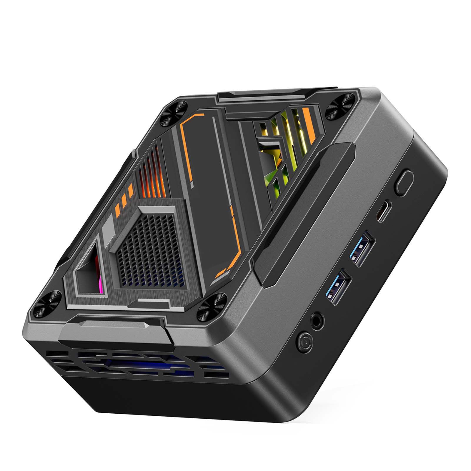 Domary Ryzen 7 5700U Mini PC 8 Core 16 Thread Mini Computer da Gioco con Illuminazione RGB WIFI6 BT5.2 4K Triplo Display per Conferenze in Ufficio a Casa (Spina UE da 16 GB e 512 GB)