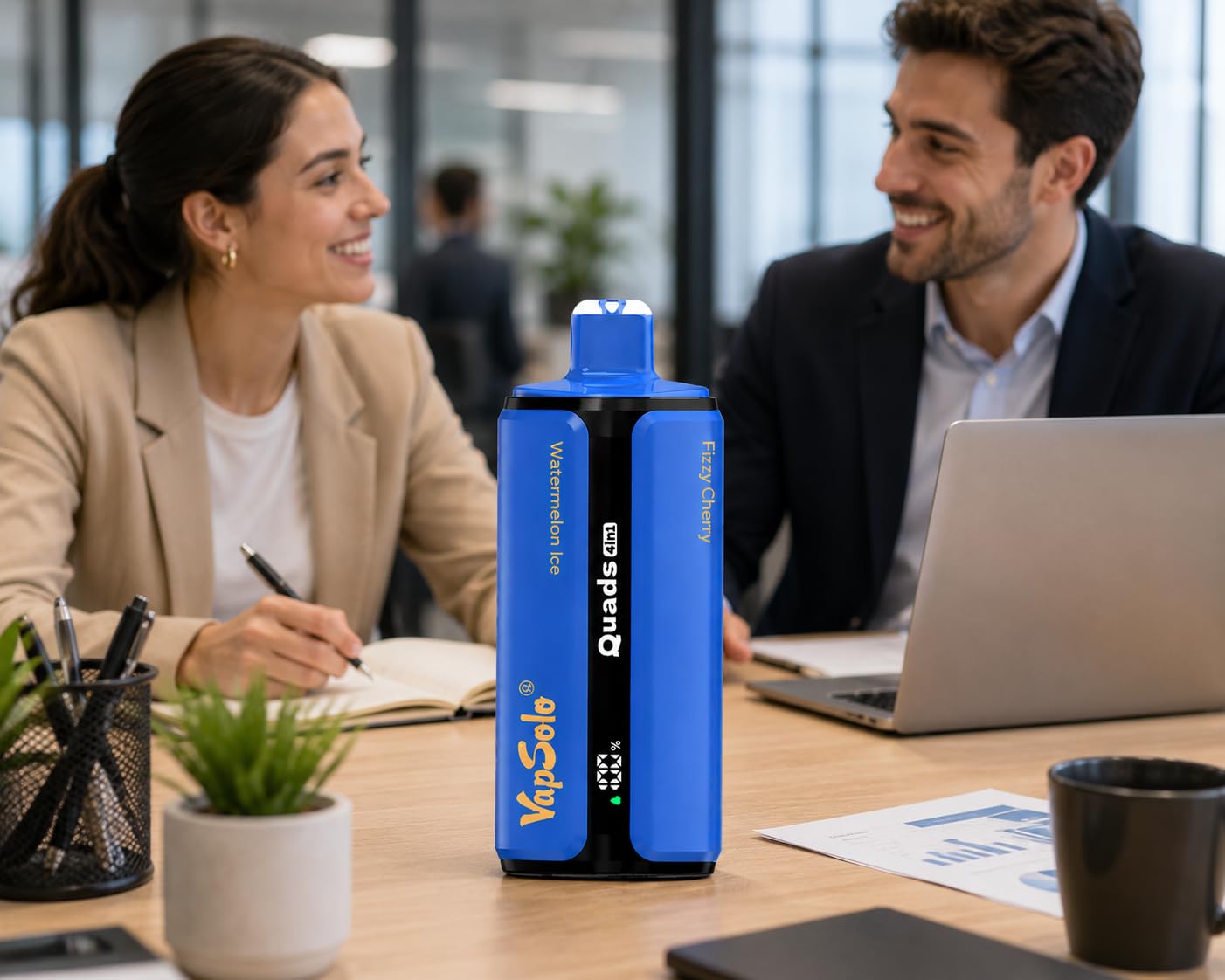 Quads 80K Difusor de Aroma Portátil – Dispositivo sin Líquido Hielo de Sandía, Fresa Mango, Hielo de Arándanos y Melocotón Espumoso, Diseño Compacto y Fácil de Usar