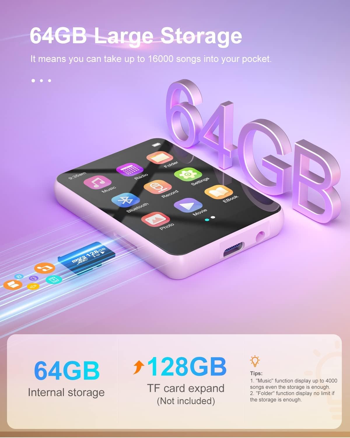 M4S Lecteur MP3 Rose