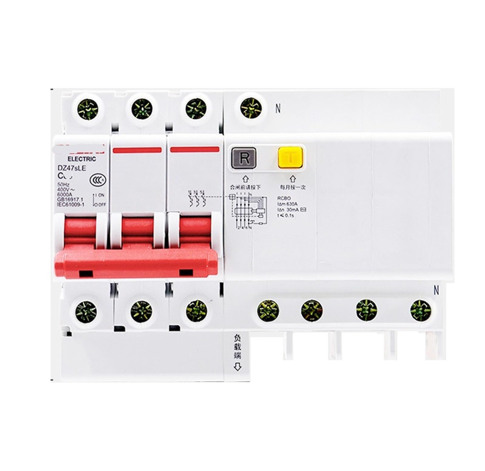 JNVFTCUX Leakage Protector DZ47sLE-3P+N Switch Circuit Breaker 380V(DZ47sLE-3P+N-C25A)