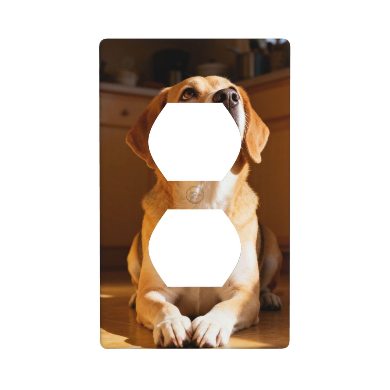 Dog Waiting Food Decorative Switch Plate Cover-Unbreakable Polycarbonate Wall Plate for Home Office, 1 Gang with Screws