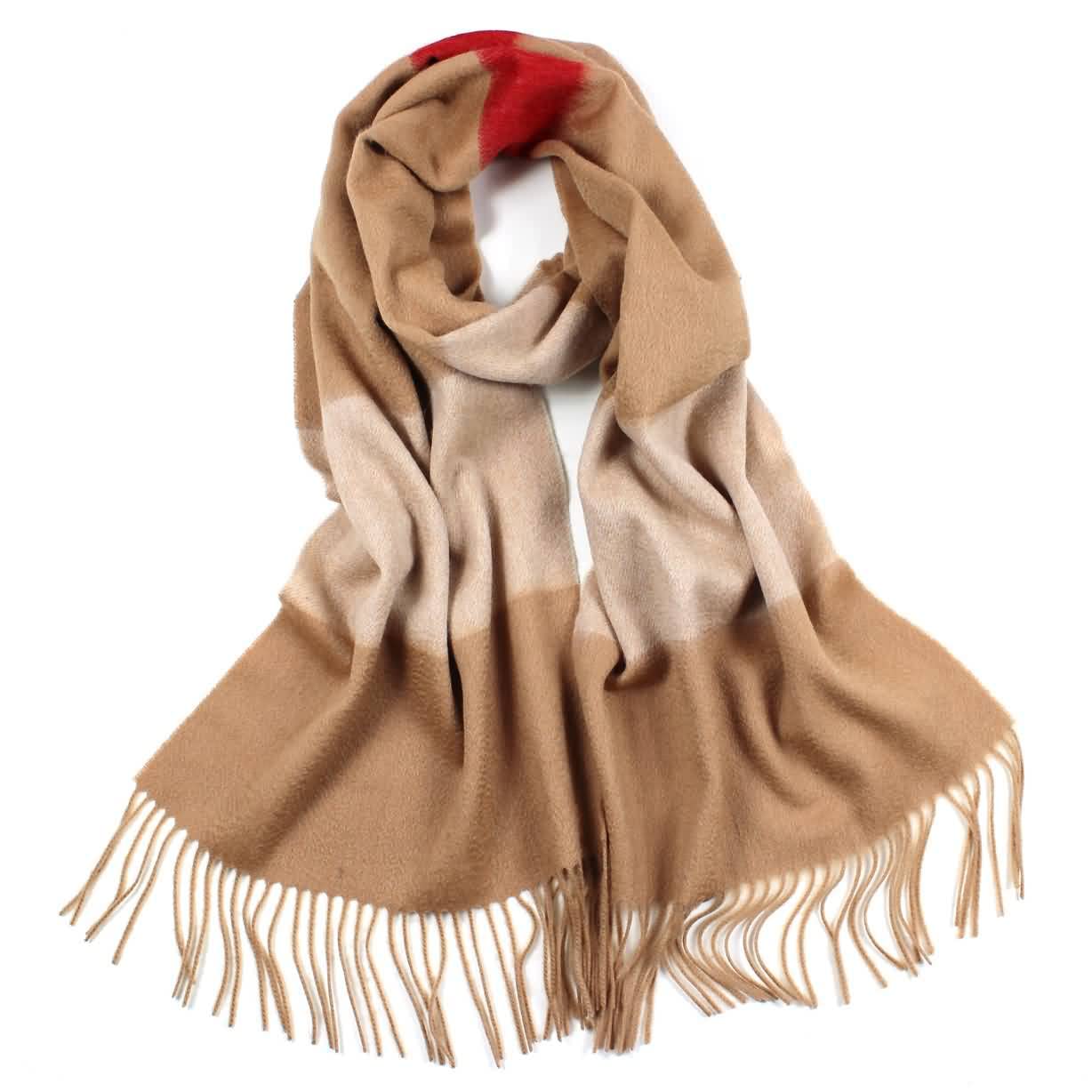 Bufanda de lana para mujer, bufanda de moda a rayas borla cálido invierno ropa accesorios regalo, marrón