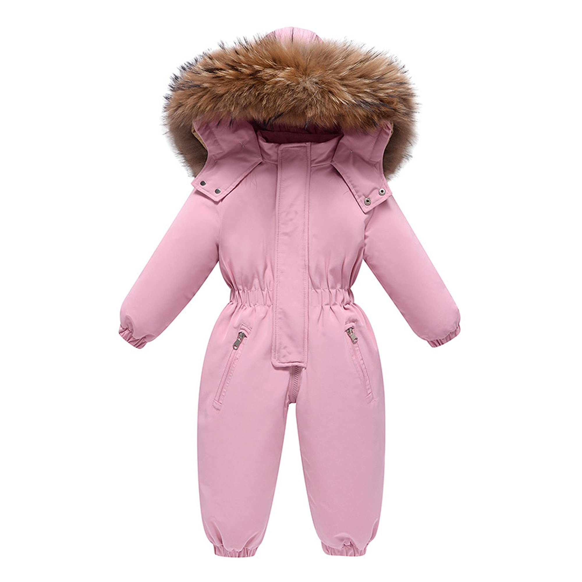 Jueshanzj Children's one-piece down jacket 1-6 years old outdoor ski jacket, climbing suit, boys' and girls' one-piece suit Pink 120CM