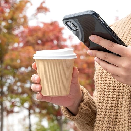 Vista 291 de Vasos de café de papel aislado de pared corrugada, 8 oz, Anaranjado