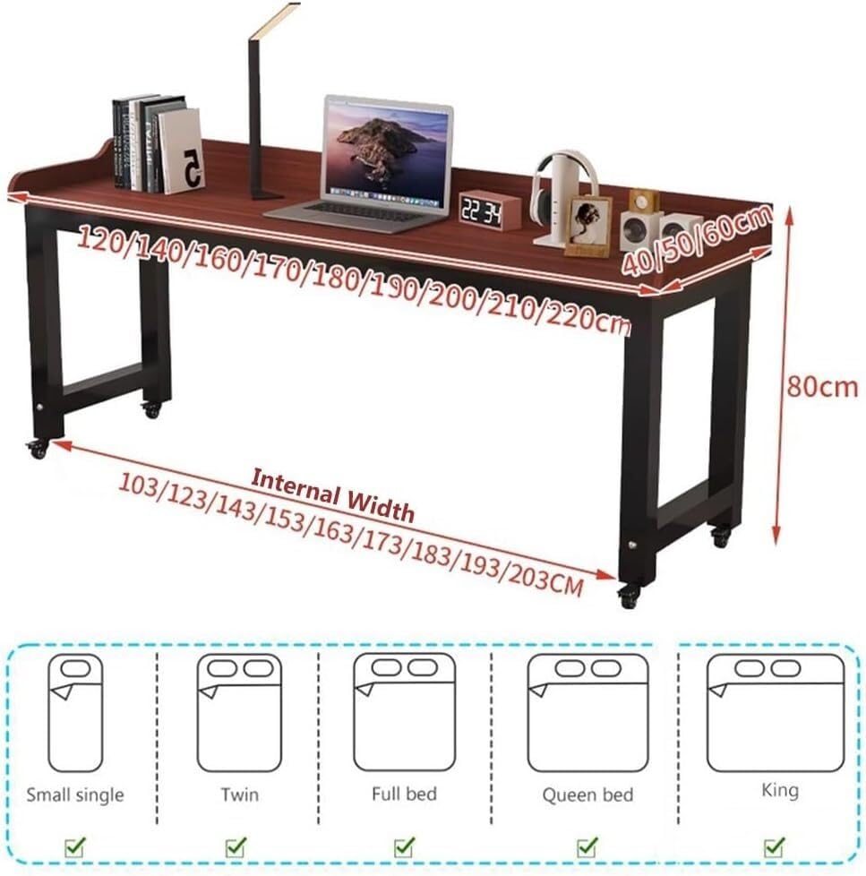 Table de lit à roulettes et bureau ordinateur portable mobile polyvalent grand format