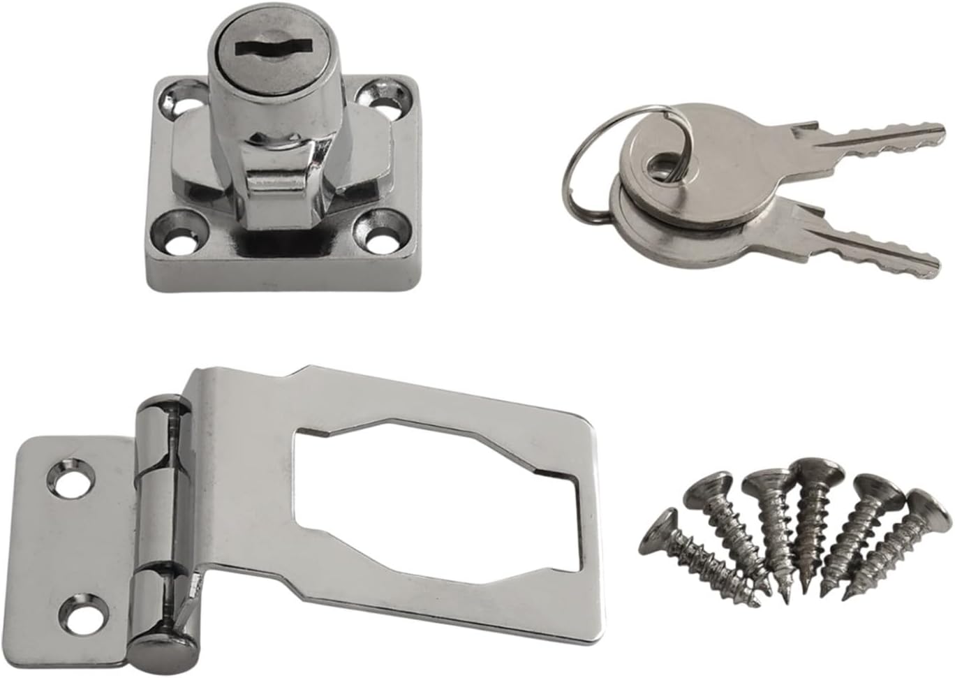 Alloy Hasp and Staple Lock, 90 Degree Cabinet Latch for Refrigerator Door, Drawer Security Lock, Toolbox Hasp Lock, Shed Door Latch, Silver(2.5inch)