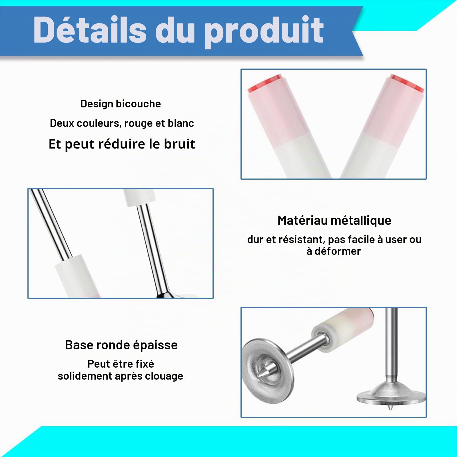 Clou Beton, 200 Pièces Piquets Ronds de 7,3 mm de Diamètre, Clou de Plafond, Clous pour Toiture, Clous pour Murs en Béton, pour Conduit de Câble de Fixation et Réparation