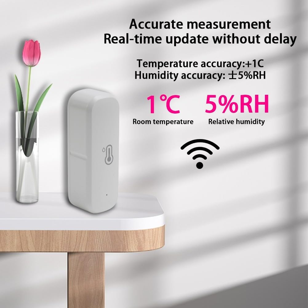 Wifi Tuya Sensore intelligente di temperatura e umidità con notifica remota app per serra domestica, termometro da interno ad alta precisione (zigbee/4 pezzi)