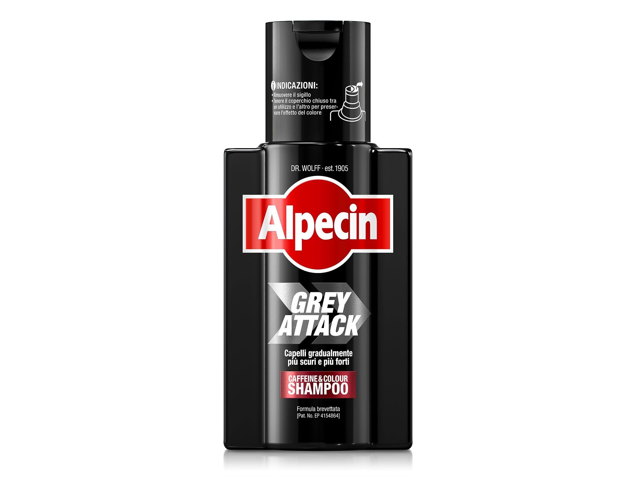Alpecin Grey Attack Shampoo Colorante Uomo 1x200ml | Colore Capelli Grigi Naturale | Rinforzante Capelli Uomo | Shampoo per Uomini Contro la Caduta Ereditaria