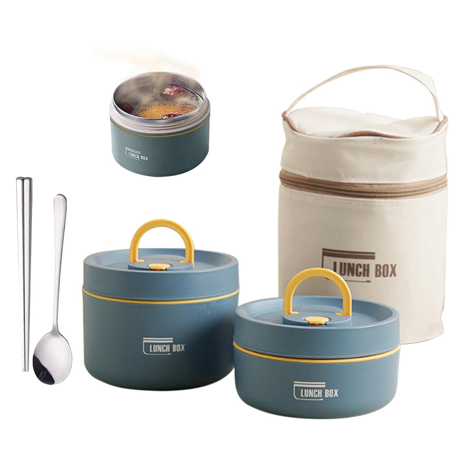 Recipiente Acero Inoxidable para Comida, Recipiente para Mantener el Calor, Recipiente para Alimentos, 2 Niveles, Recipiente Transporte térmico