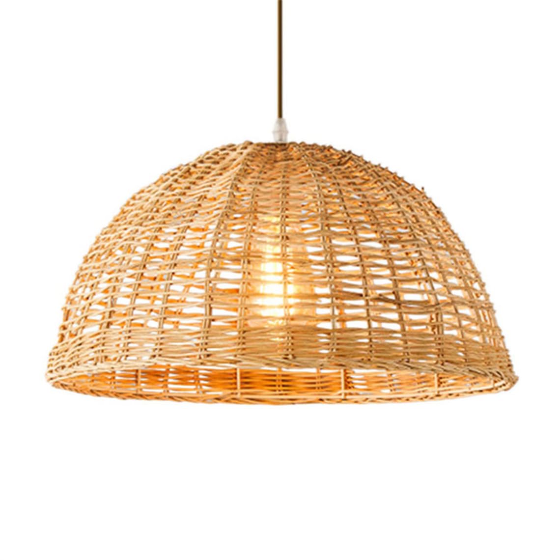 LQZCXMF 16.1'' Bamboo Basket Pendant Shade Boho Coastal Rattan Pendant Lamp 1-Lights Japanese Lamp Bamboo Wicker Hanging Light for Kitchen Dining Bar Bedroom Foyer Hallway E26 Socket