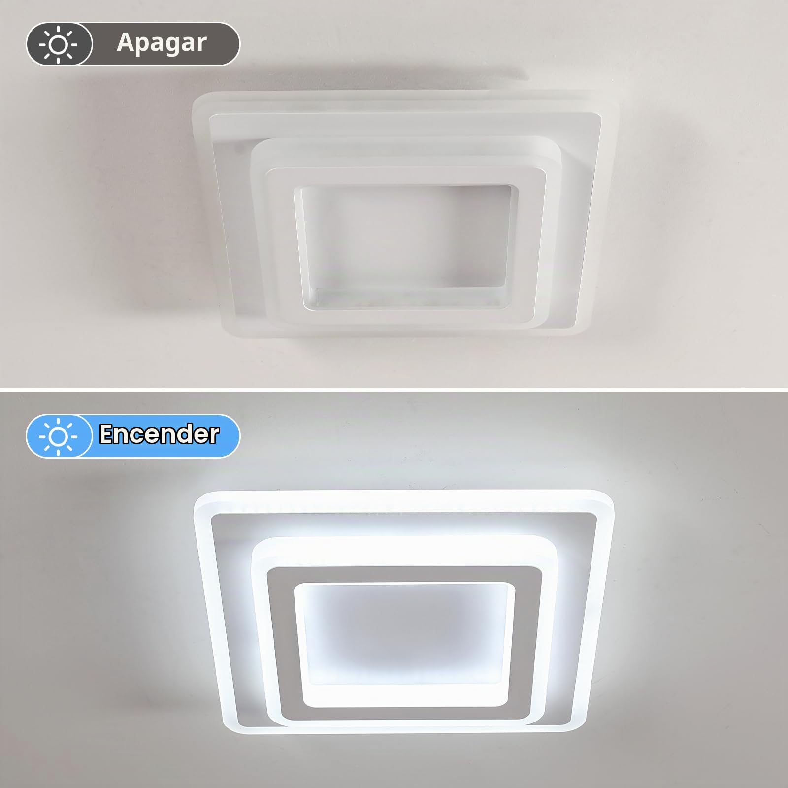 Comely Plafon LED Techo, 44W 4950LM Lámpara de Techo LED Moderna 6500K | Sencilla Cuadrada Blanco Luz de Techo de Acrílico Para Dormitorio Salon Comedor Cocina Pasillo, 30CM
