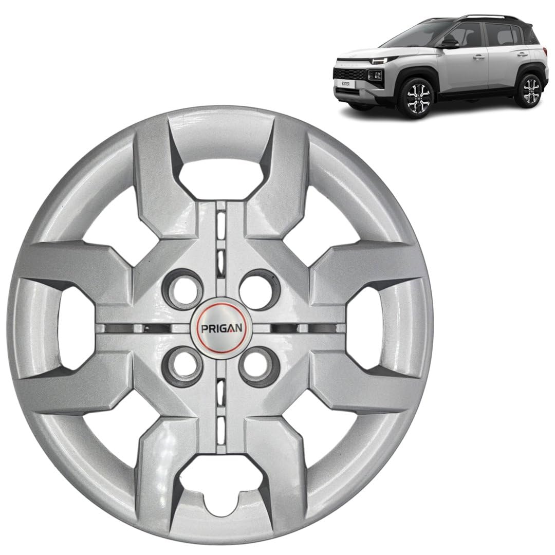 PRIGAN 14 Inch Silver Wheel Cover for Exter (Bolt Fitting) (Set of 4 Pcs) Model- Exter Silver-14-image-40