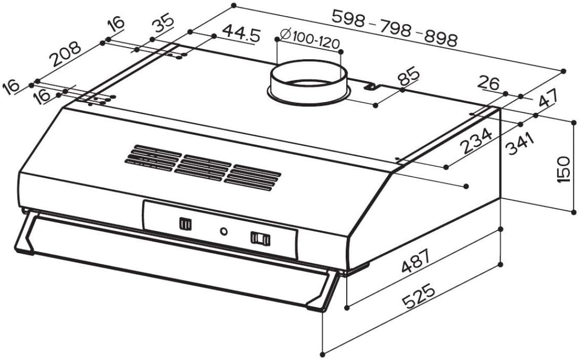 FABER TCH04 SS16A 741 Cooker Hood Dimensions