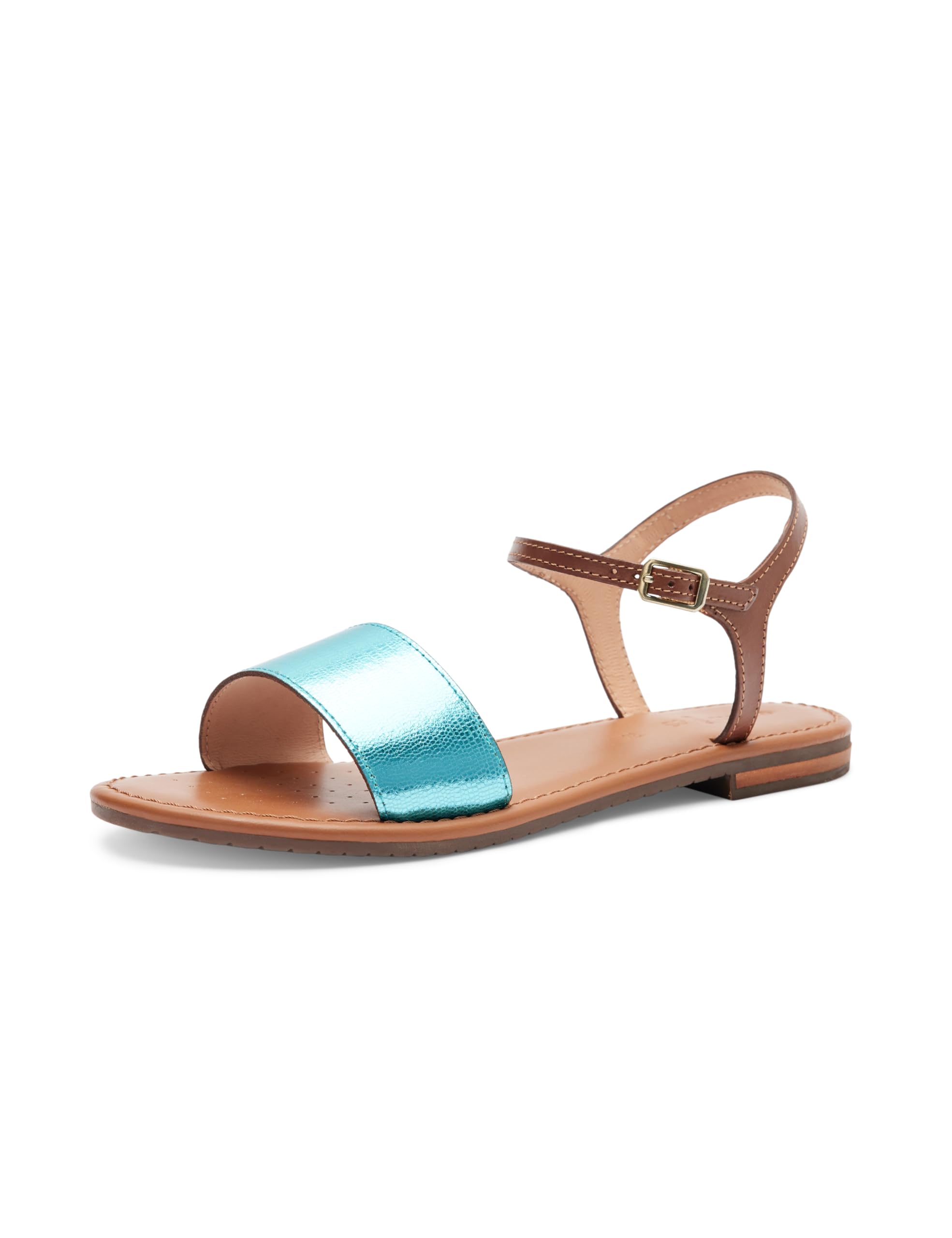 Geox Women's D Sozy S J Slide Sandal, Azure/Camel, 5.5 UK