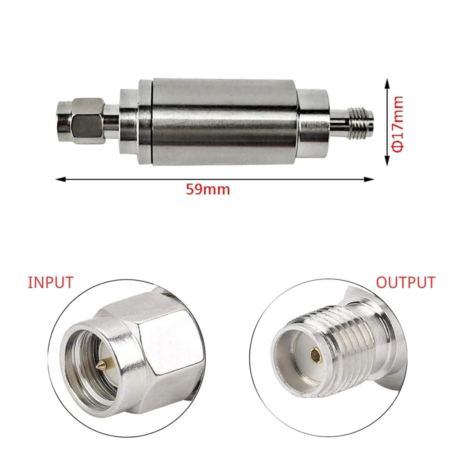 5W SMA Male-to-Female coaxial Fixed attenuator Signal Noise Reduction Unit 50 ohms 1-40dB(6dB 3GHz)