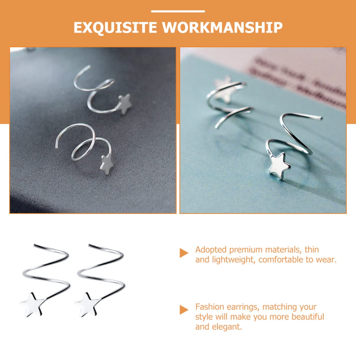 Elegant Star Earring Set Studs Girls Earrings Ear Cuff for Party Wedding