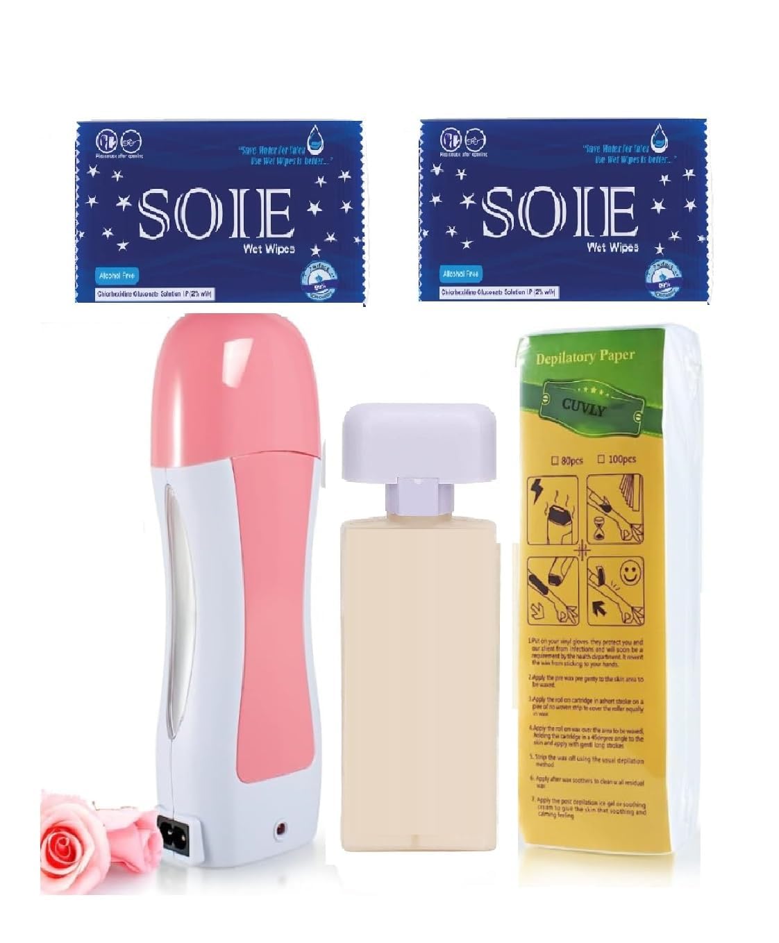 wax heater for women, wax warmer, roller wax, roll on refill cartridge waxing kit women all skin types hands, legs, underarms, bikini, intimate area professional wax machine waxing (4.)