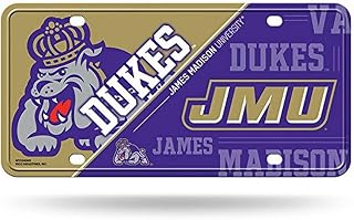 Rico Industries NCAA James Madison Dukes Metal License Plate Tag, 6 x 11.5"