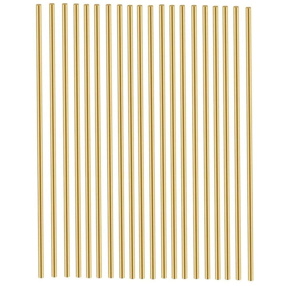 20PCS 4mm Brass Rod, Metal Solid Round Brass Rod Pin Lathe Bar Stock for RC Model Airplane Helicopter DIY Craft - 100mm Length