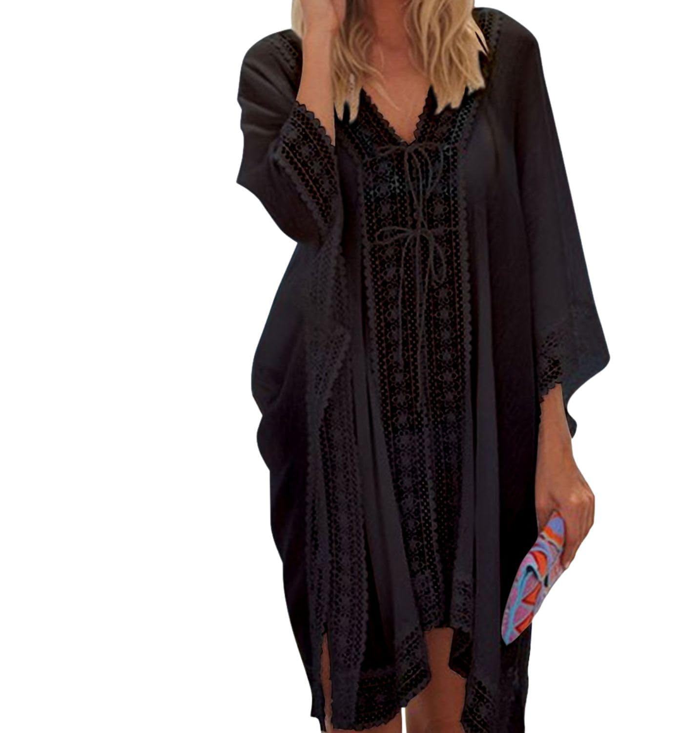 JFAN Blusa de Bikini Casual Suave y Suelta de Verano para Mujer mantón de Playa de Vacaciones Rebeca Superior de Traje de baño de Playa para Mujer