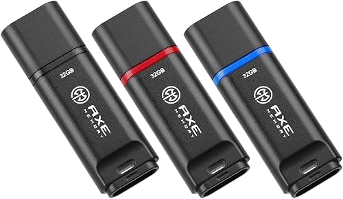AXE MEMORY Paquete de 3 unidades flash USB 2.0 3X de 32 GB en negro mate