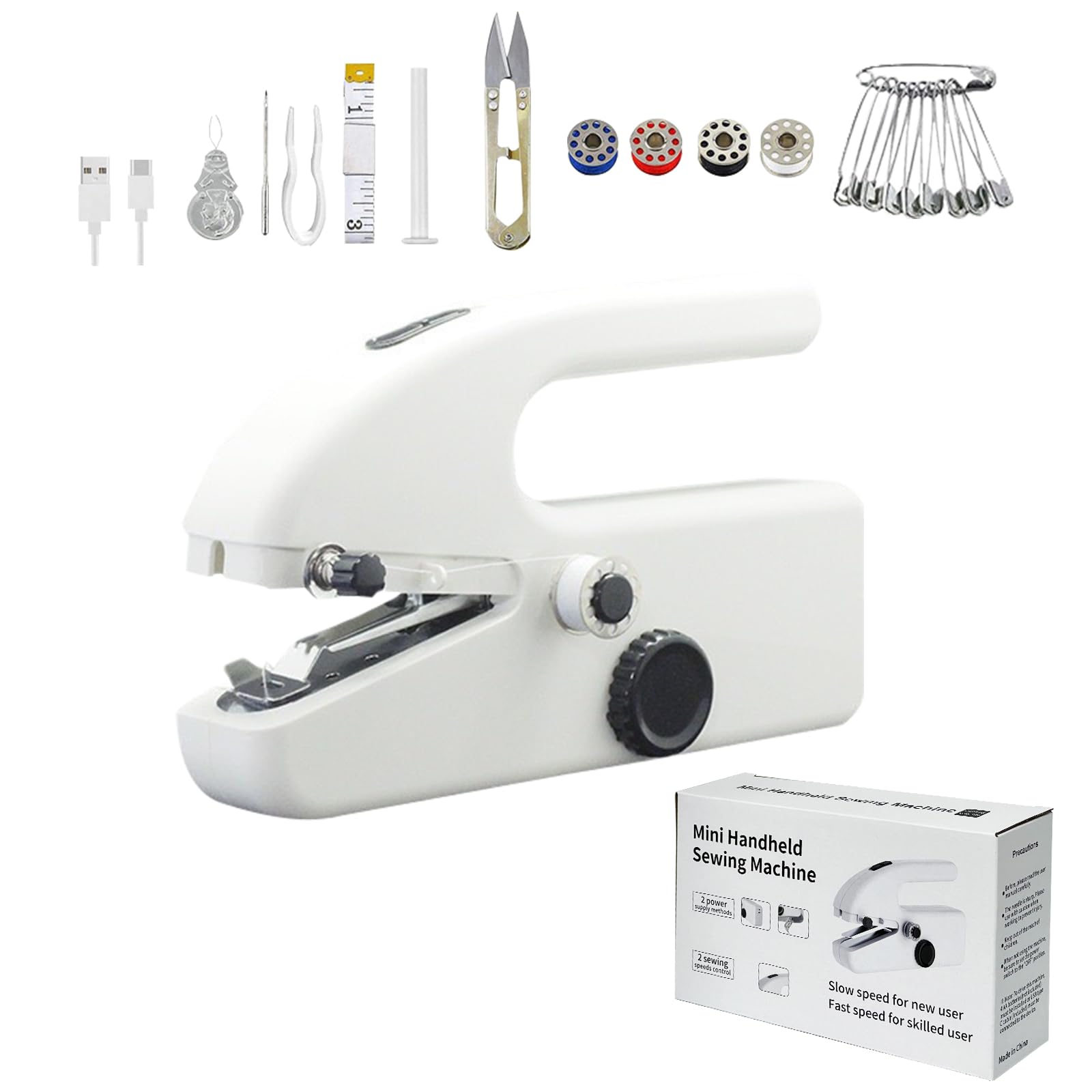Handheld Sewing Machine,Hand Sewing Machine, Dual Electric Power Mode,Easy to Learn, and Kit for Beginners, Can be Used at Home or Outdoors to Sew Clothes Quickly Anytime, Anywhere, ?White?