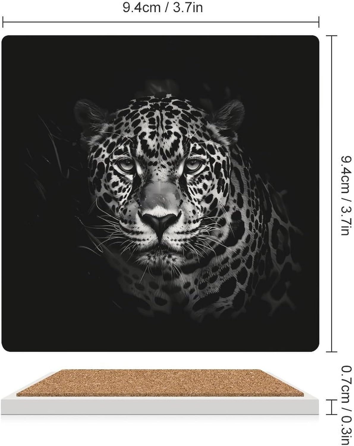 African-Leopard Coaster for Drinks Square Ceramic Table Coasters Stone Mat Crafts 4PCS Home Kitchen Decor