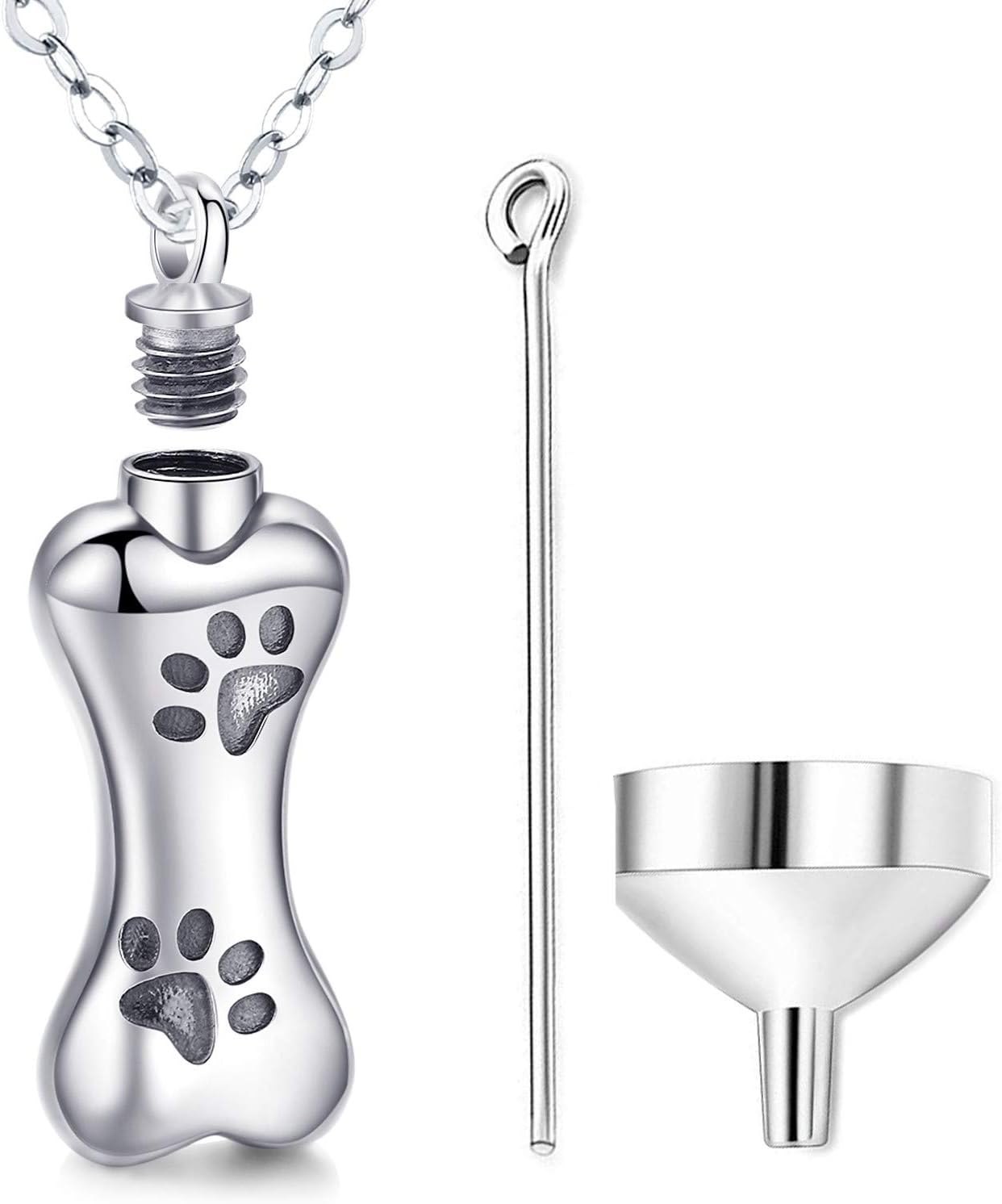 Aniu Dog Cremation Jewelry for Ashes, 925 Sterling Silver Urn Necklace for Women, Pet ashes/hair Keepsake Locket Pendant